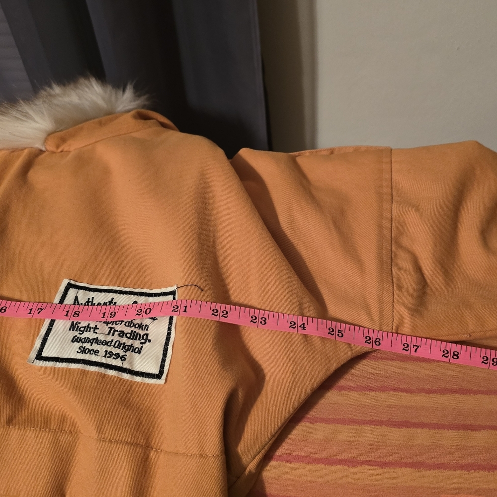 Yellow Fur Hooded Zipper Embellished Fleece Inside Military Coat - Picture 7 of 8